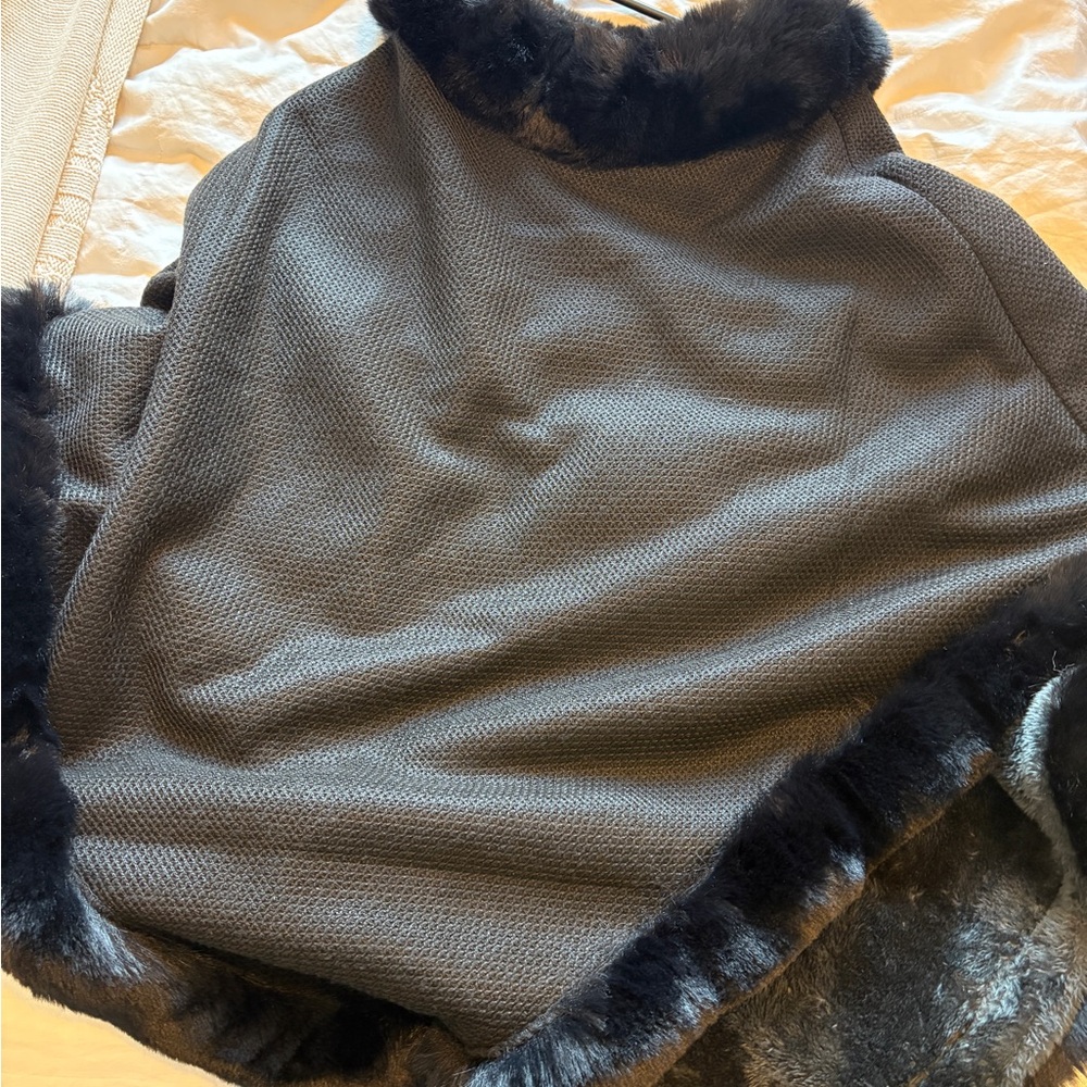 Women's Black Fur-Trimmed Sweater